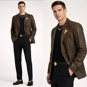 VERSACE Sports Coated blazer in brown